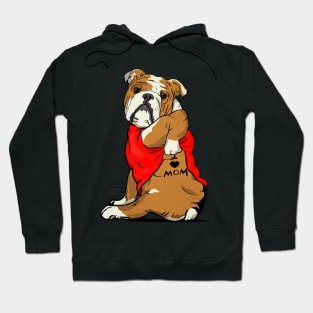 Bulldog Tattoo I Love Mom Cute Dog Mother's Day Hoodie